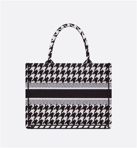 dior tote houndstooth|Medium Dior Book Tote Black and White Macro Houndstooth .